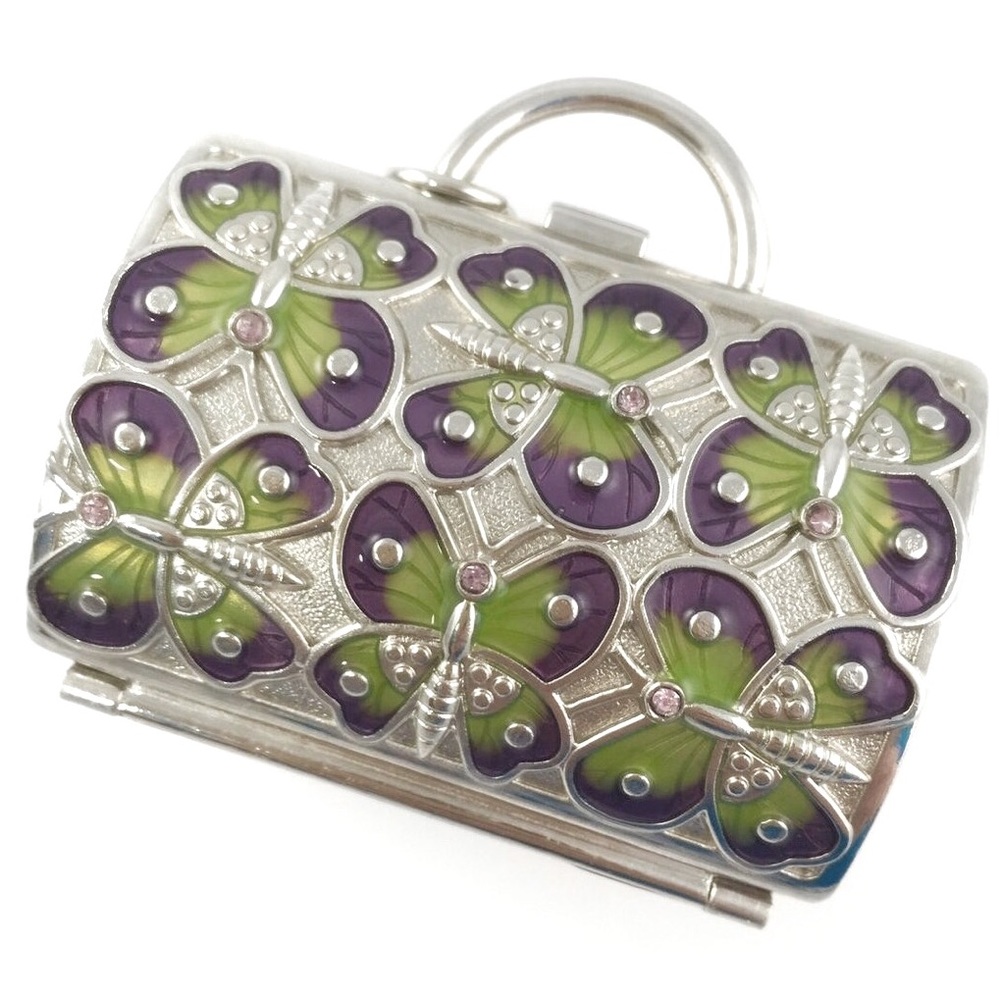💯 Auth JUDITH LEIBER Pill Box Keychain